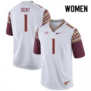 Florida State Seminoles Akeem Dent Women's #1 White Authentic College Football Stitched Jersey