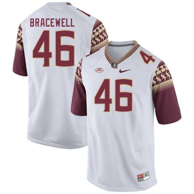 Florida State Seminoles Ashton Bracewell Men's #46 White Authentic College Football Stitched Jersey