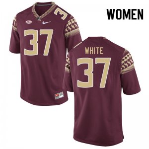 Florida State Seminoles Christian White Women's #37 Garnet Authentic College Football Stitched Jersey