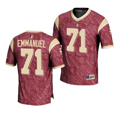 Florida State Seminoles D'Mitri Emmanuel Men's #71 Highlight Print Garnet Fashion College Football Stitched Jersey