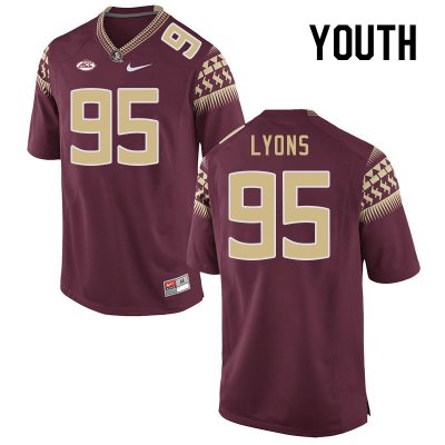 Florida State Seminoles Daniel Lyons Youth #95 Garnet Authentic College Football Stitched Jersey