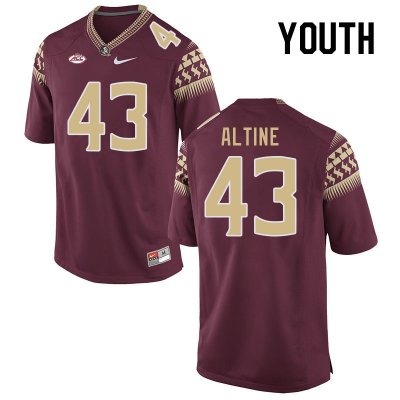 Florida State Seminoles Danj Altine Youth #43 Garnet Authentic College Football Stitched Jersey