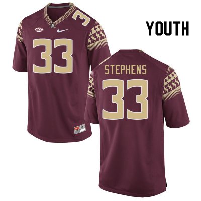 Florida State Seminoles Demetric Stephens Youth #33 Garnet Authentic College Football Stitched Jersey