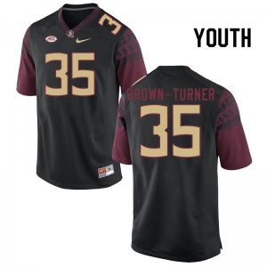 Florida State Seminoles Dylan Brown-Turner Youth #35 Black Authentic College Football Stitched Jersey