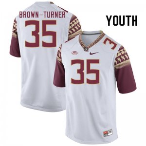 Florida State Seminoles Dylan Brown-Turner Youth #35 White Authentic College Football Stitched Jersey