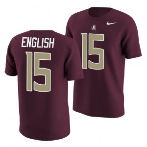 Florida State Seminoles Gino English Men's #15 Garnet Name & Number College Football Stitched T-Shirt