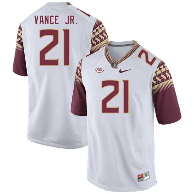 Florida State Seminoles Greedy Vance Jr. Men's #21 White Authentic College Football Stitched Jersey