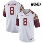 Florida State Seminoles Hykeem Williams Women's #8 White Authentic College Football Stitched Jersey