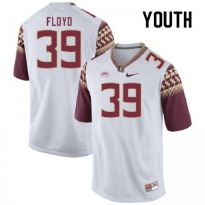 Florida State Seminoles Jaden Floyd Youth #39 White Authentic College Football Stitched Jersey