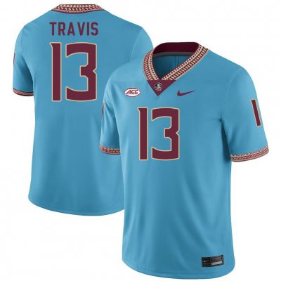 Florida State Seminoles Jordan Travis Men's #13 Turquoise Authentic College Football Stitched Jersey