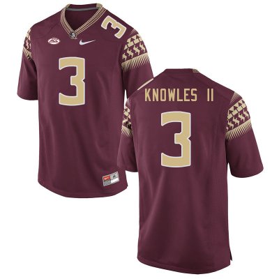 Florida State Seminoles Kevin Knowles II Men's #3 Garnet Authentic College Football Stitched Jersey