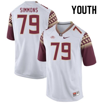 Florida State Seminoles Lucas Simmons Youth #79 White Authentic College Football Stitched Jersey