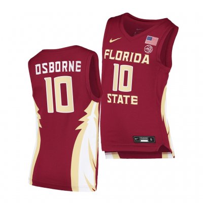 Florida State Seminoles Malik Osborne Men's #10 Garnet Replica College Basketball Stitched Jersey