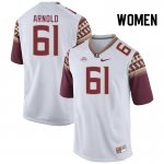 Florida State Seminoles Mason Arnold Women's #61 White Authentic College Football Stitched Jersey