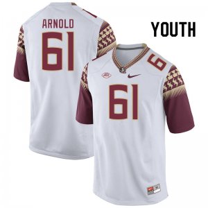 Florida State Seminoles Mason Arnold Youth #61 White Authentic College Football Stitched Jersey