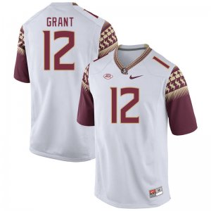 Florida State Seminoles Michael Grant Men's #12 White Authentic College Football Stitched Jersey