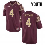 Florida State Seminoles Mycah Pittman Youth #4 Garnet Authentic College Football Stitched Jersey