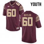 Florida State Seminoles Peyton Naylor Youth #60 Garnet Authentic College Football Stitched Jersey