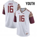 Florida State Seminoles Quindarrius Jones Youth #16 White Authentic College Football Stitched Jersey