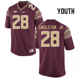 Florida State Seminoles Samuel Singleton Jr. Youth #28 Garnet Authentic College Football Stitched Jersey