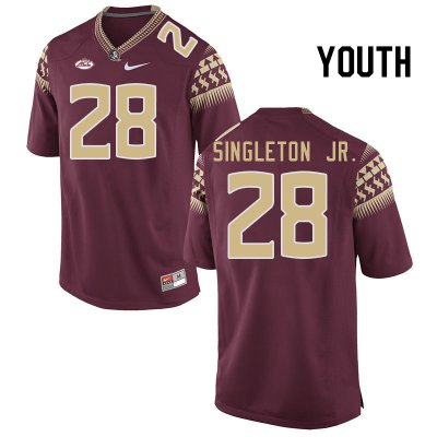 Florida State Seminoles Samuel Singleton Jr. Youth #28 Garnet Authentic College Football Stitched Jersey