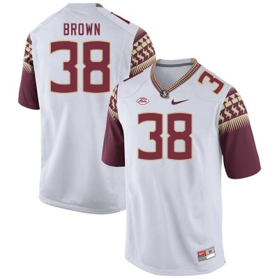 Florida State Seminoles Shyheim Brown Men's #38 White Authentic College Football Stitched Jersey