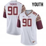 Florida State Seminoles Bishop Thomas Youth #90 White Authentic College Football Stitched Jersey