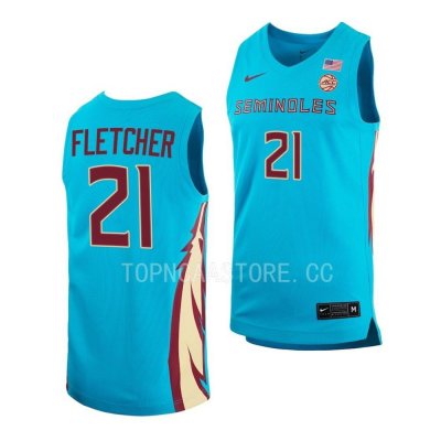 Florida State Seminoles Cam'Ron Fletcher Men's #21 Turquoise Alternate 2022-23 Replica College Basketball Stitched Jersey