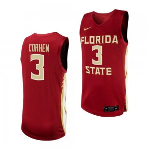 Florida State Seminoles Cameron Corhen Men's #3 Garnet NIL Replica Player College Basketball Stitched Jersey