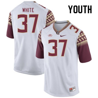 Florida State Seminoles Christian White Youth #37 White Authentic College Football Stitched Jersey