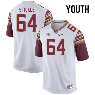 Florida State Seminoles David Stickle Youth #64 White Authentic College Football Stitched Jersey