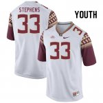 Florida State Seminoles Demetric Stephens Youth #33 White Authentic College Football Stitched Jersey