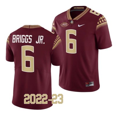 Florida State Seminoles Dennis Briggs Jr. Men's #6 2022-23 Garnet Replica College Football Stitched Jersey