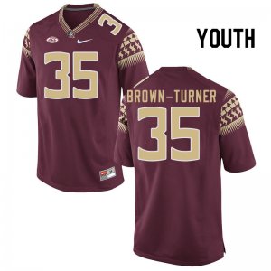 Florida State Seminoles Dylan Brown-Turner Youth #35 Garnet Authentic College Football Stitched Jersey