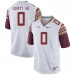 Florida State Seminoles Fabien Lovett Sr. Men's #0 White Authentic College Football Stitched Jersey