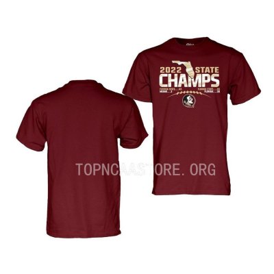 Florida State Seminoles Men's Garnet 2022 State Champions Score College Football Stitched T-Shirt