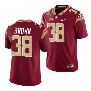 Florida State Seminoles Shyheim Brown Men's #38 Garnet Seminole Scholar patch Limited College Football Stitched Jersey