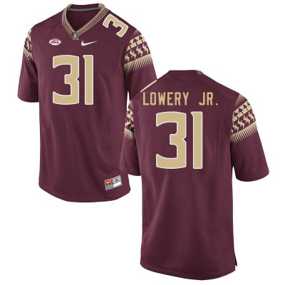 Florida State Seminoles Solomon Lowery Jr. Men's #31 Garnet Authentic College Football Stitched Jersey