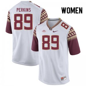 Florida State Seminoles Xavier Perkins Women's #89 White Authentic College Football Stitched Jersey