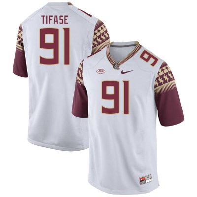 Florida State Seminoles Ayobami Tifase Men's #91 White Authentic College Football Stitched Jersey