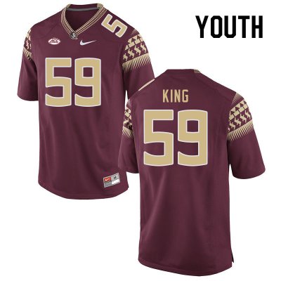 Florida State Seminoles Colin King Youth #59 Garnet Authentic College Football Stitched Jersey