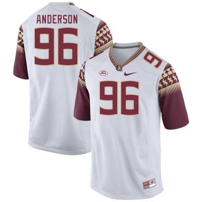 Florida State Seminoles Dante Anderson Men's #96 White Authentic College Football Stitched Jersey