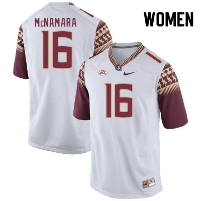 Florida State Seminoles Dylan McNamara Women's #16 White Authentic College Football Stitched Jersey