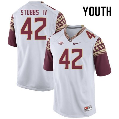 Florida State Seminoles Harold Stubbs IV Youth #42 White Authentic College Football Stitched Jersey