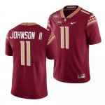 Florida State Seminoles Jermaine Johnson II Men's #11 Garnet Seminole Scholar patch Limited College Football Stitched Jersey