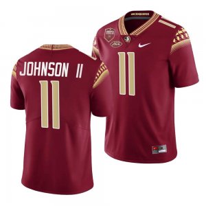 Florida State Seminoles Jermaine Johnson II Men's #11 Garnet Seminole Scholar patch Limited College Football Stitched Jersey