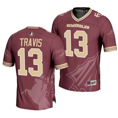 Florida State Seminoles Jordan Travis Men's #13 Icon Print Garnet Fashion College Football Stitched Jersey