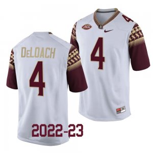 Florida State Seminoles Kalen DeLoach Men's #4 White Replica 2022-23 College Football Stitched Jersey