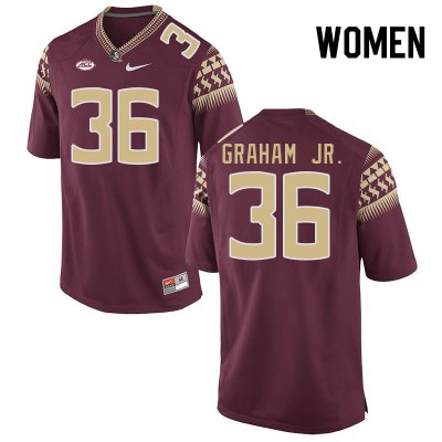 Florida State Seminoles Omar Graham Jr. Women's #36 Garnet Authentic College Football Stitched Jersey