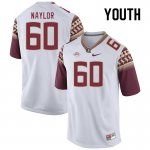 Florida State Seminoles Peyton Naylor Youth #60 White Authentic College Football Stitched Jersey